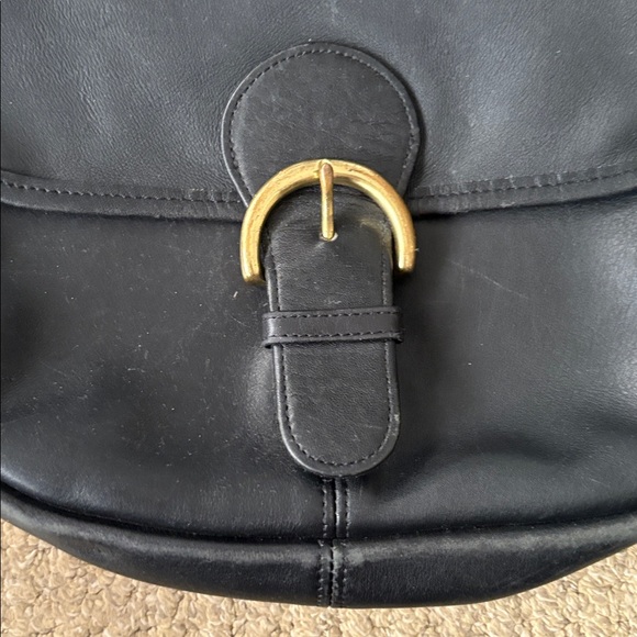 Vintage Coach Bedford Flap Shoulder Purse Black Leather - Picture 5 of 10